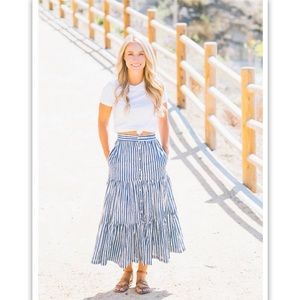 Aryana Clothing The Amelia Skirt in Honey Stripes XS NWOT